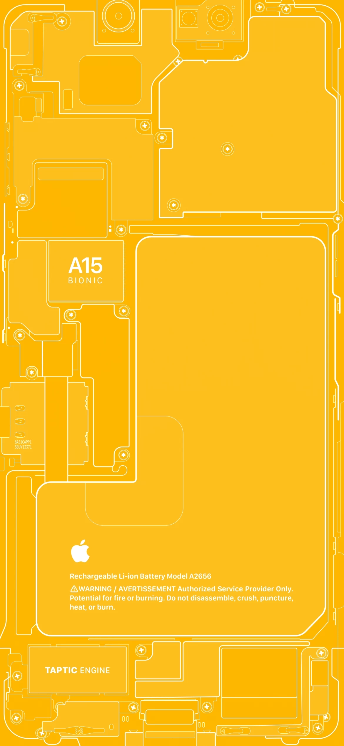 Обои в стиле схемы внутренних компонентов для линейки iPhone 13 -  Rozetked.me