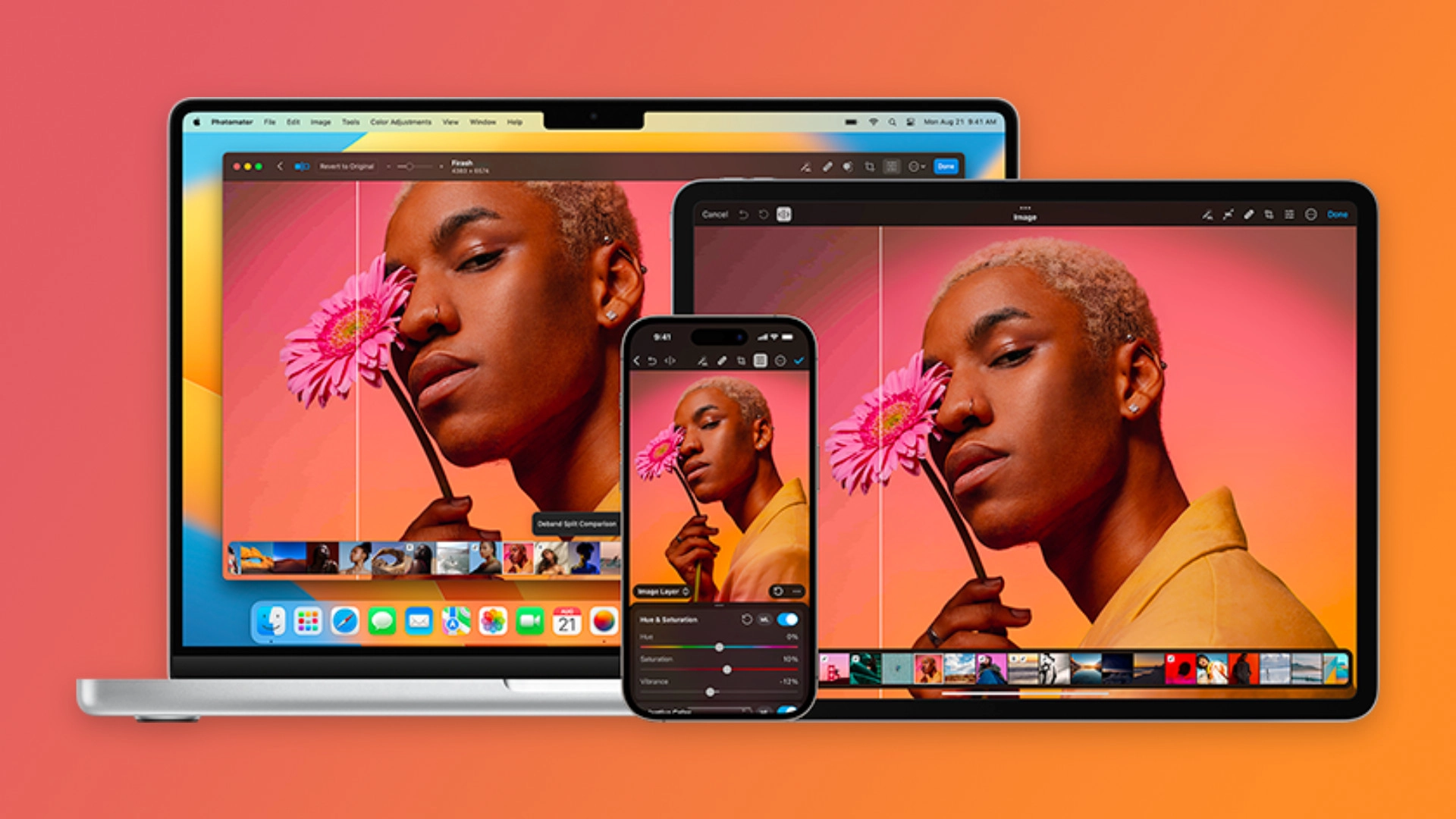 В фоторедакторе Photomator появился инструмент для борьбы со ступенчатыми градиентами