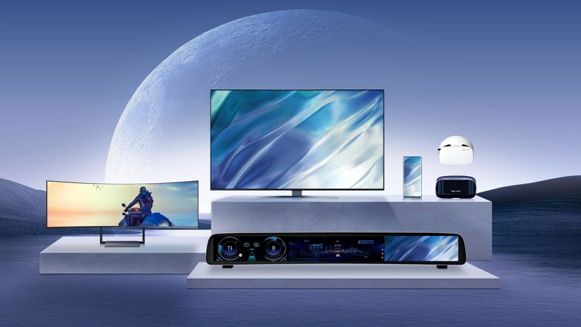 TCL показала складной 65-дюймовый OLED-телевизор и игровой вогнутый 8K-монитор на 57 дюймов