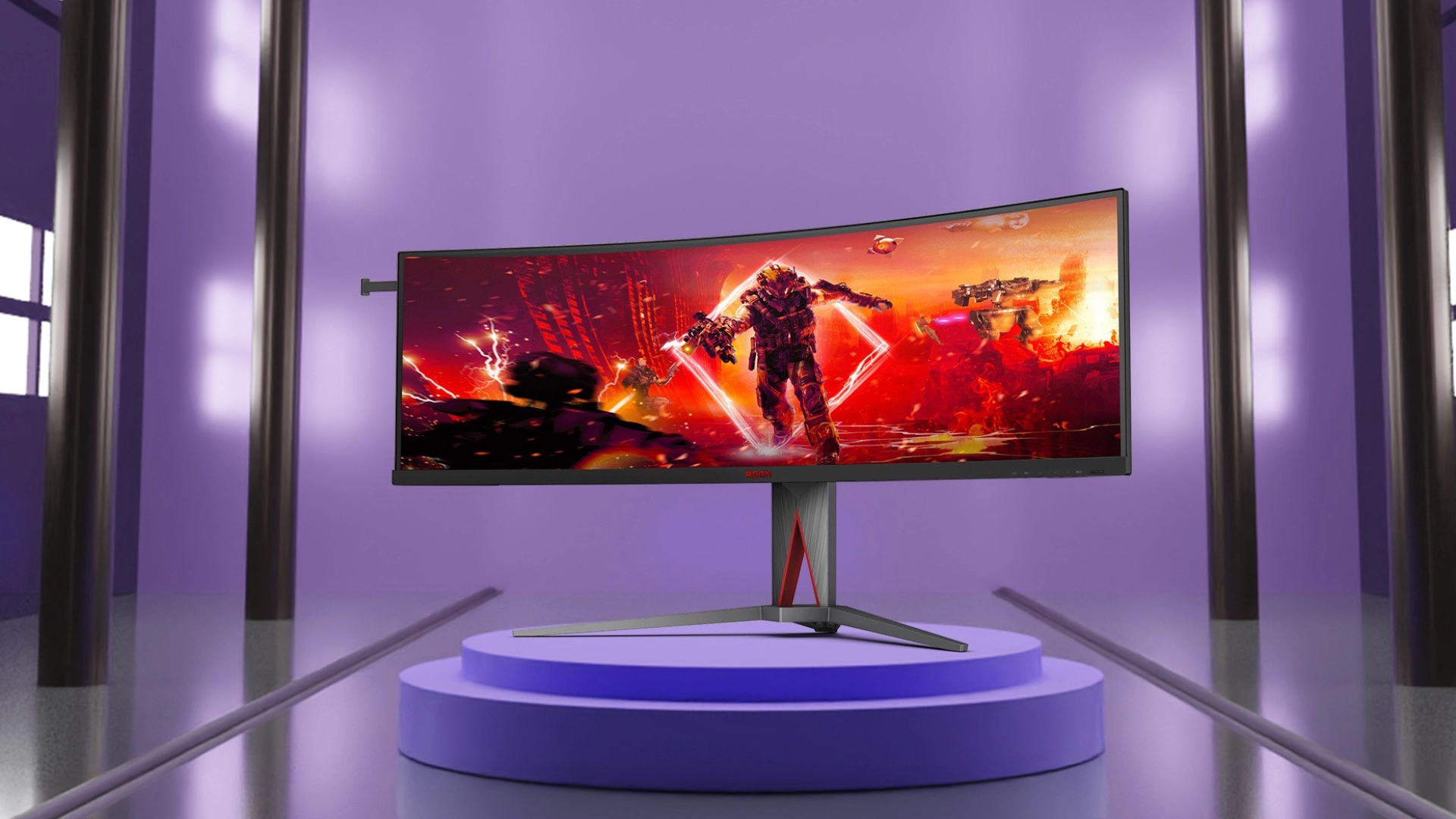 AOC выпустила вогнутый монитор-гигант AG455UCX: 44,5 дюйма, 5120×1440, 165 Гц