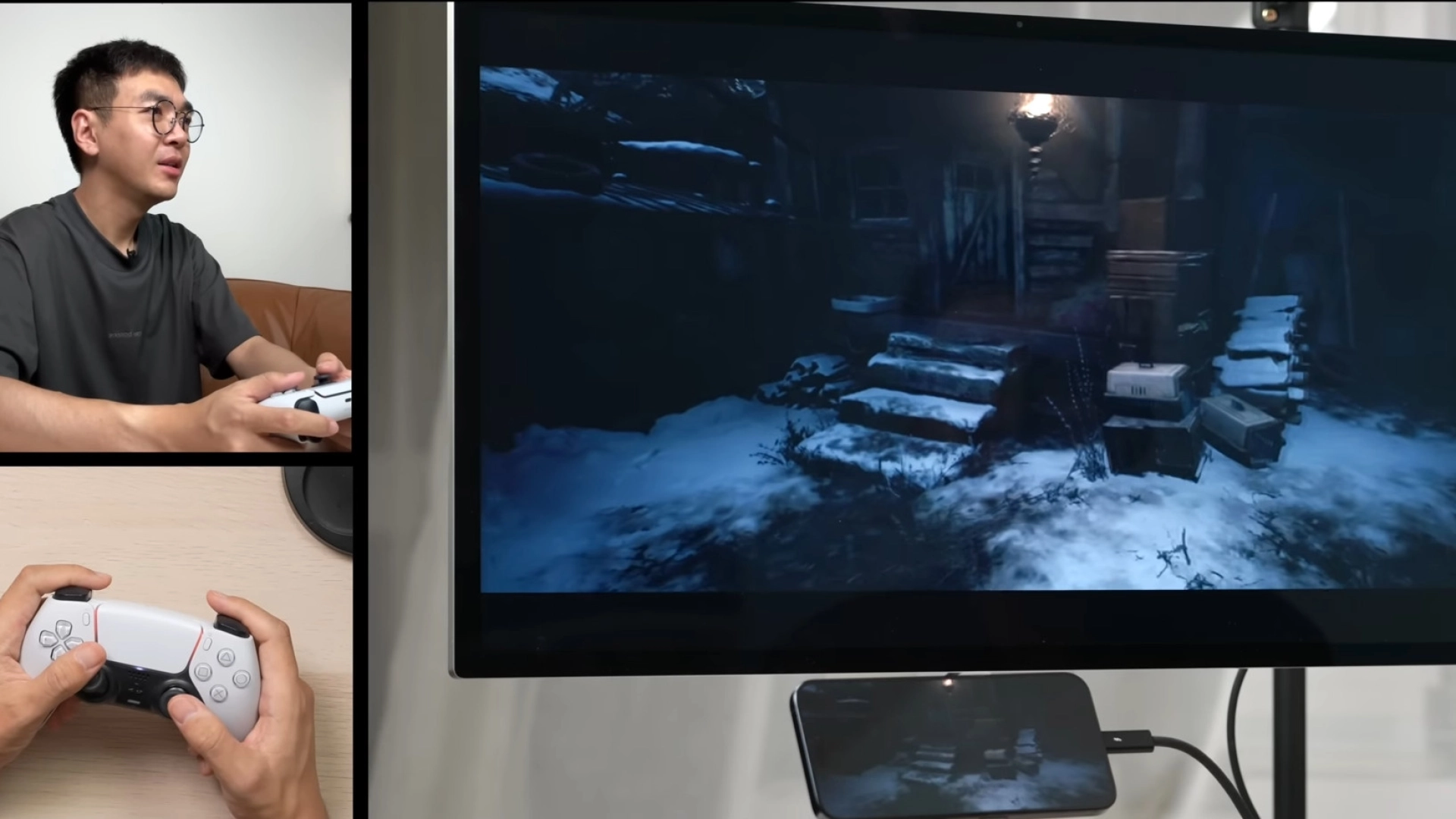 Китайский блогер показал работу Resident Evil Village с монитором и DualSense на iPhone 15 Pro