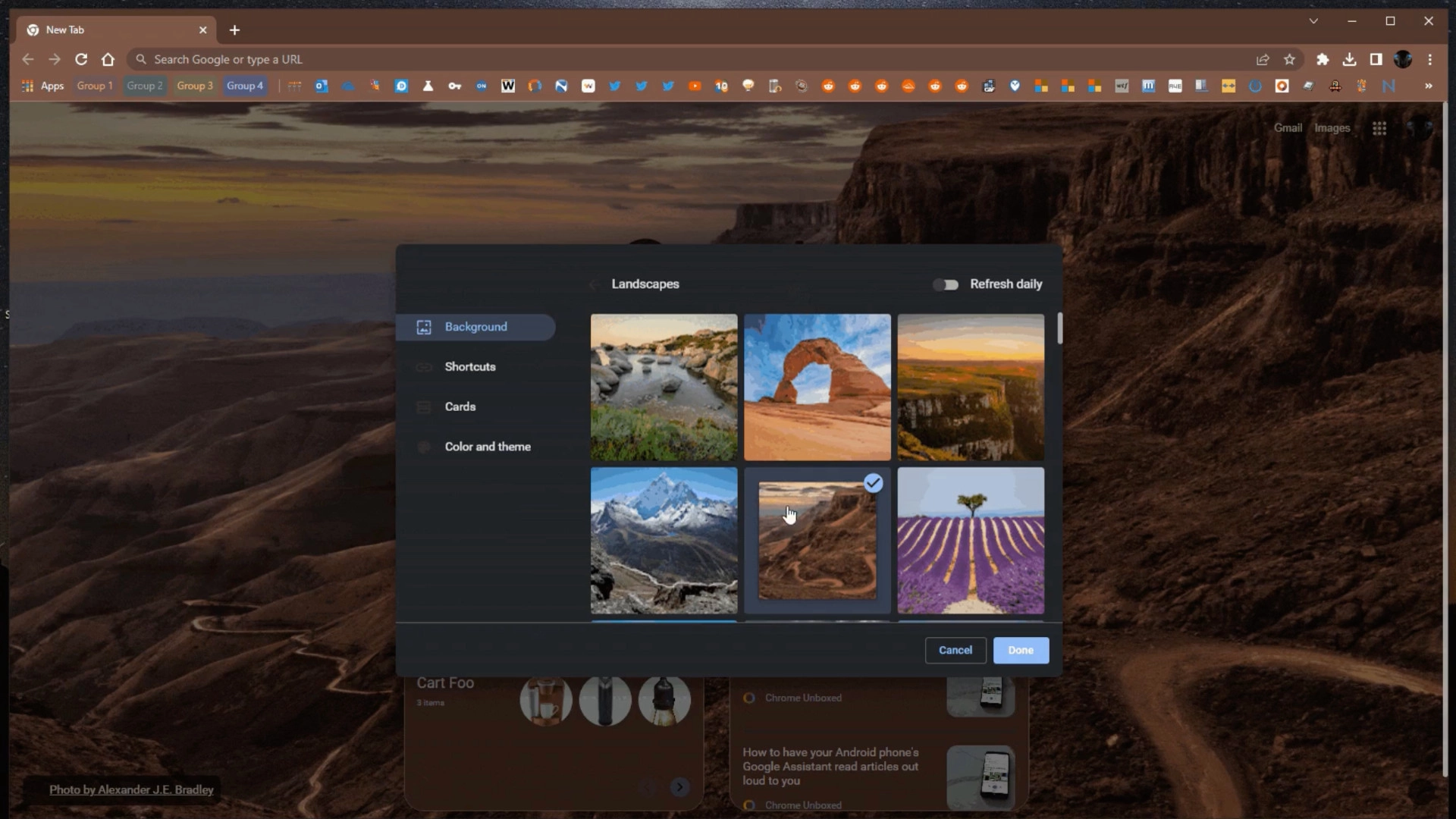 Google тестирует функцию изменения цветовой темы Chrome в зависимости от обоев