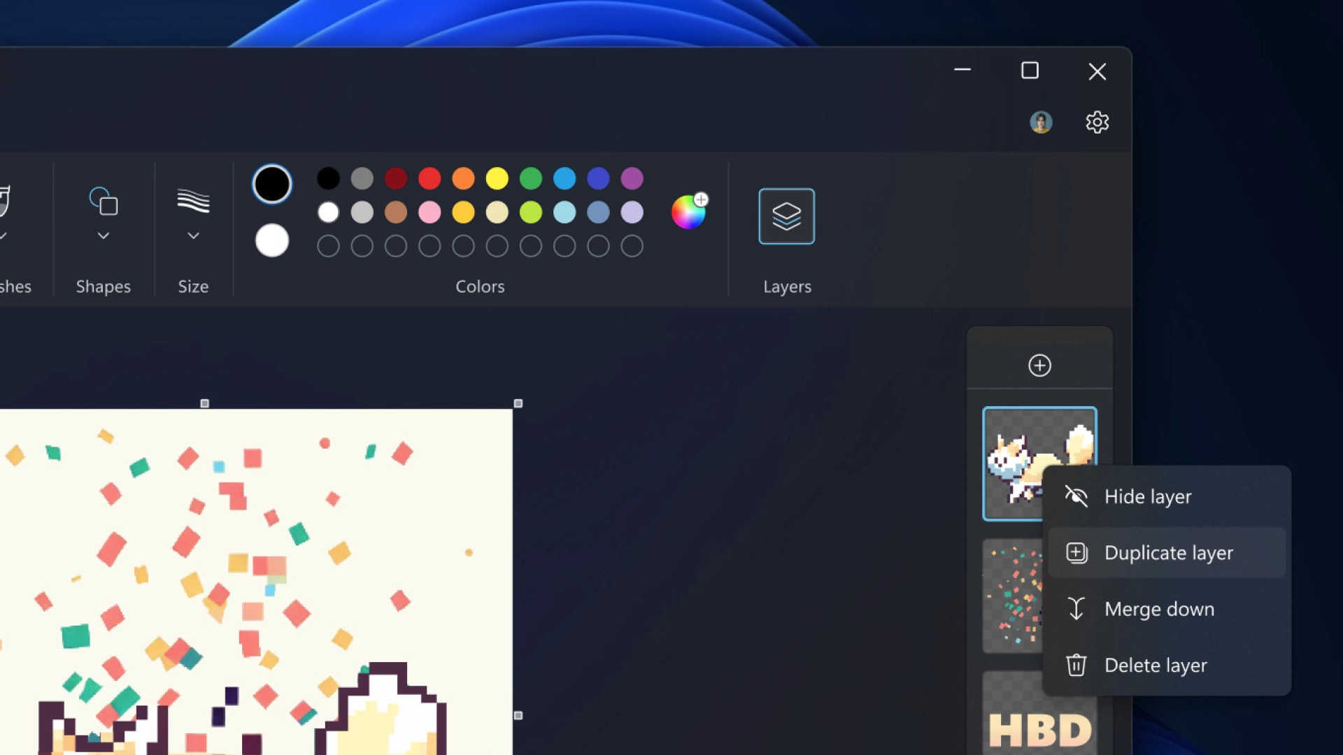 В предварительной версии Paint для Windows появилась поддержка слоёв