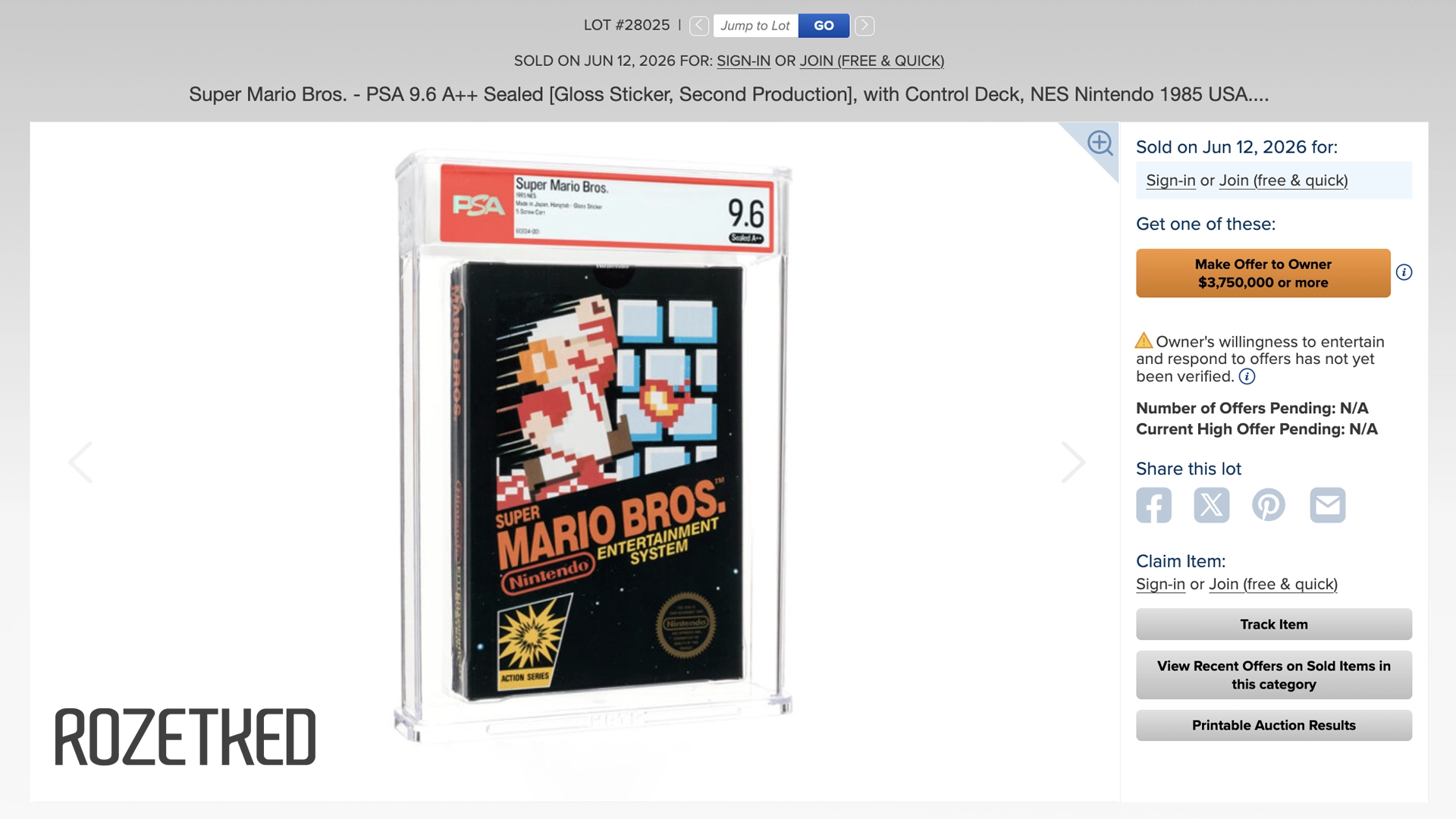 Запечатанный картридж Super Mario Bros. продали за рекордные 3 млн долларов