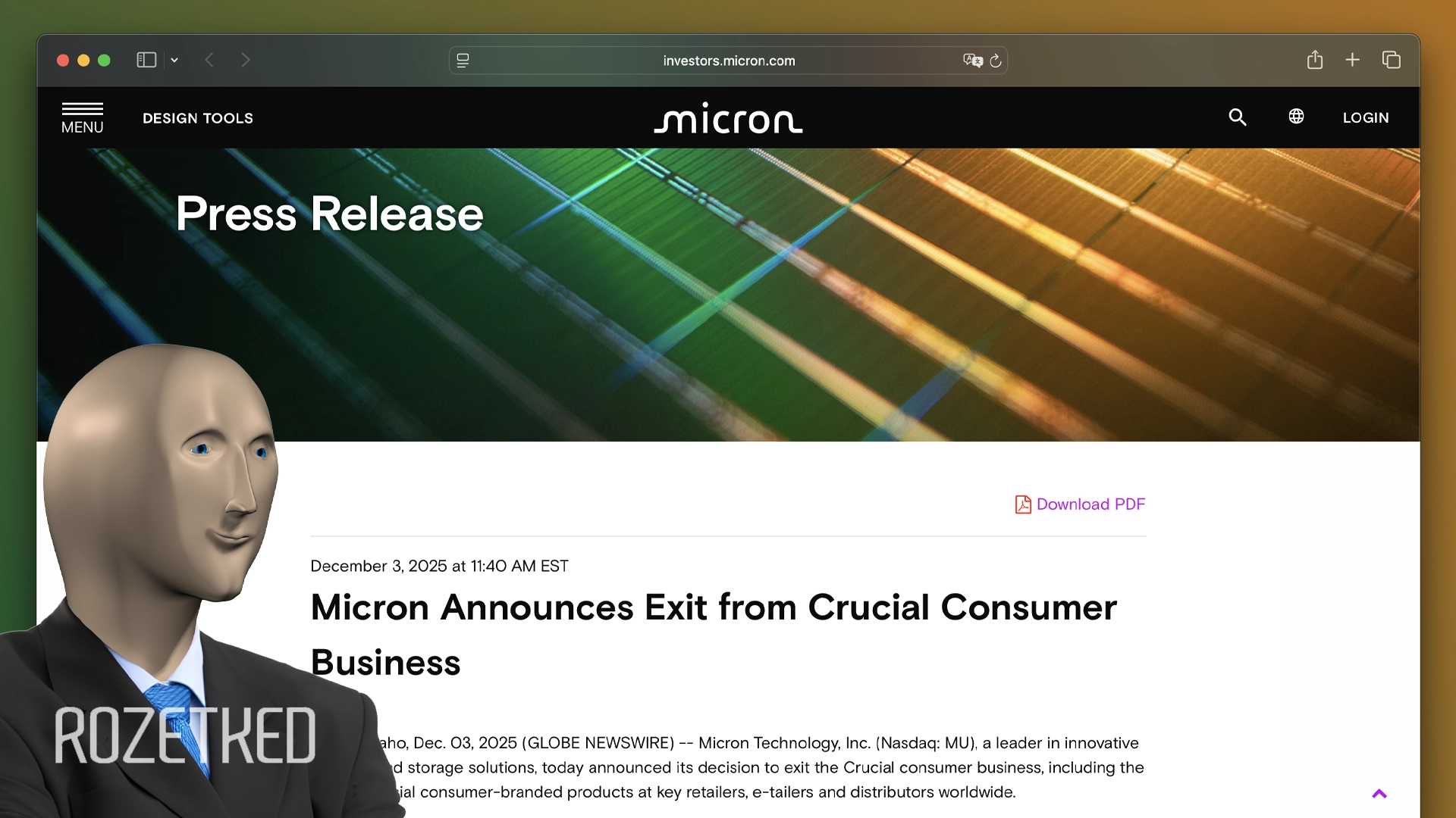 Micron, один из крупнейших производителей ОЗУ, объявил об уходе с потребительского рынка