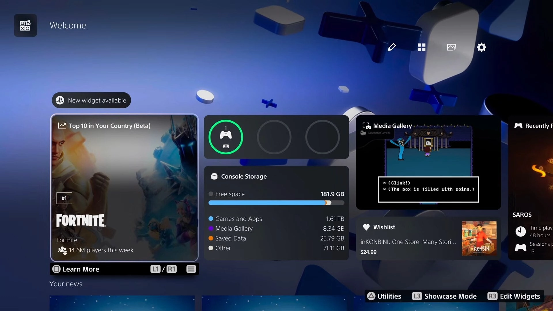 Sony тестирует виджет на PS5, который показывает самые популярные игры в регионе пользователя