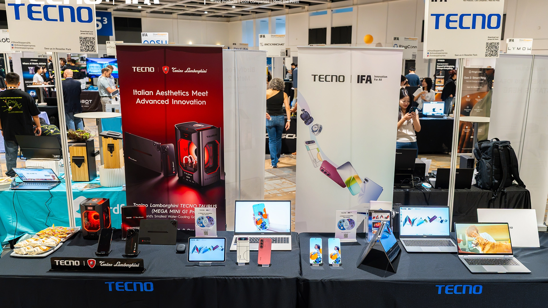 Tecno на IFA 2026: Megabook с шарниром 360° и концепт безрамочного смартфона
