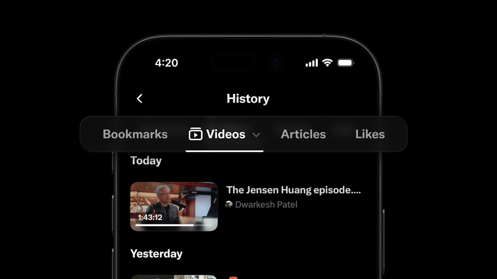 В приложении X для iOS появится вкладка «История»