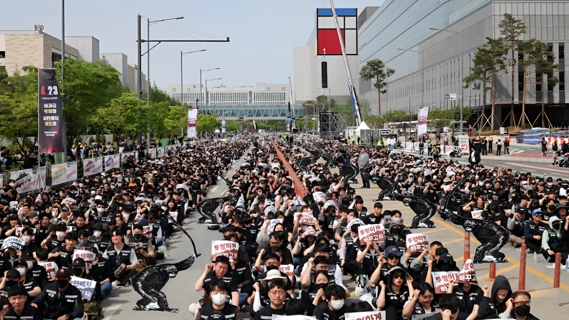 Десятки тысяч работников Samsung вышли протестовать и требуют повышения зарплат