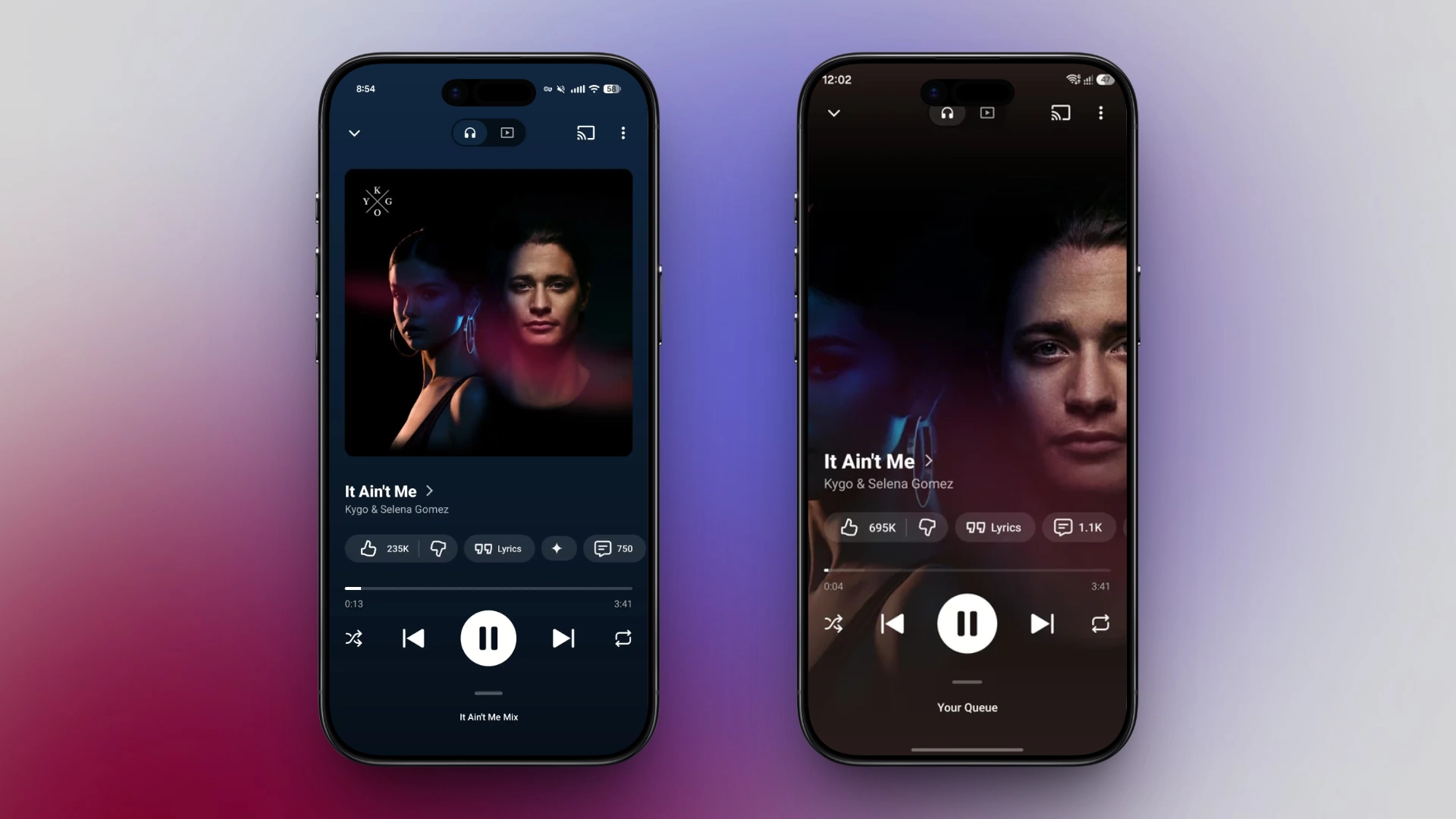 YouTube Music тестирует полноэкранные обложки на экране воспроизведения музыки