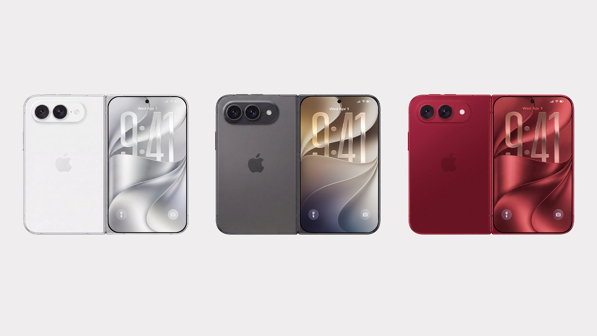 В сети показали рендеры складного iPhone Ultra в чёрном, белом и красном цветах