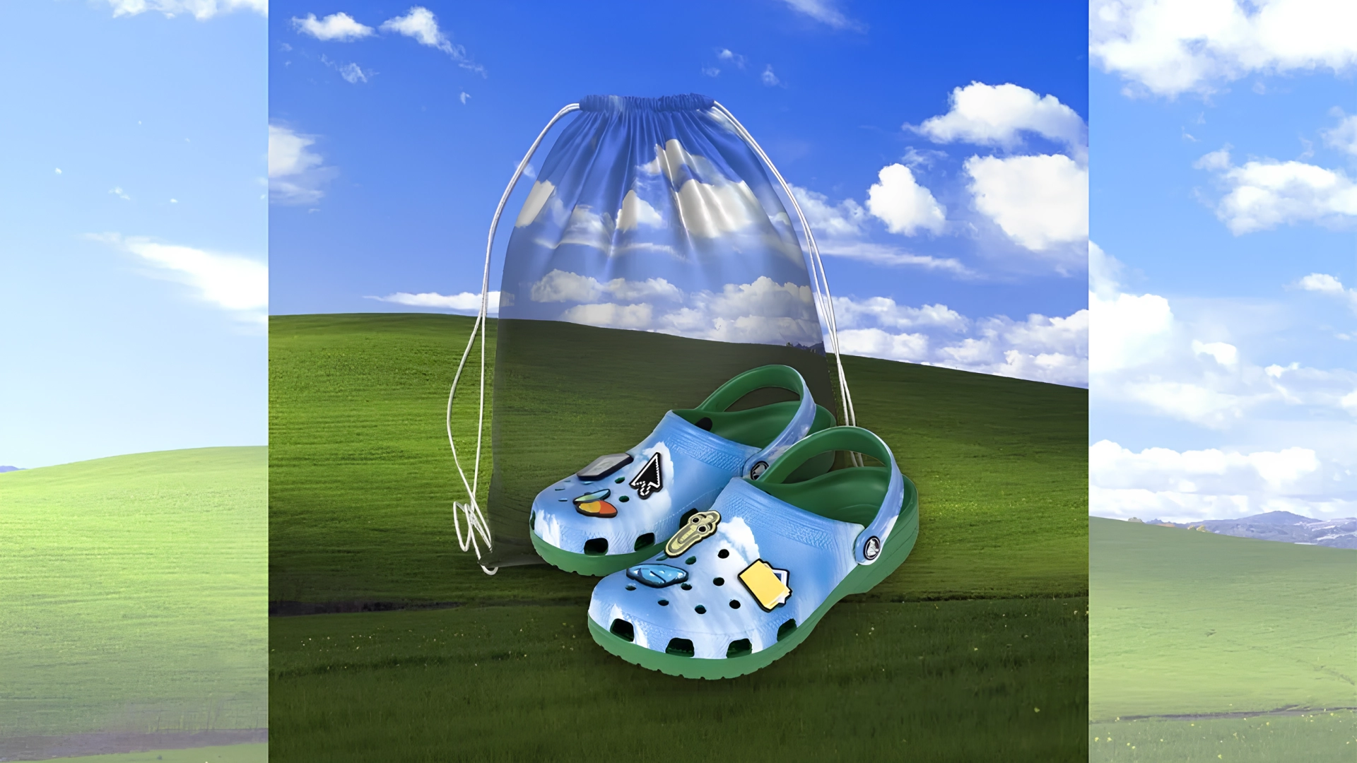 Microsoft готовит к продаже уникальную пару Crocs с обоями из Windows XP
