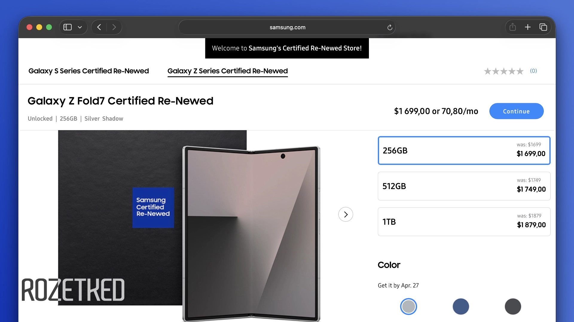Samsung начала продавать восстановленные Galaxy Z Fold 7 и Z Flip 7 — дороже, чем новые