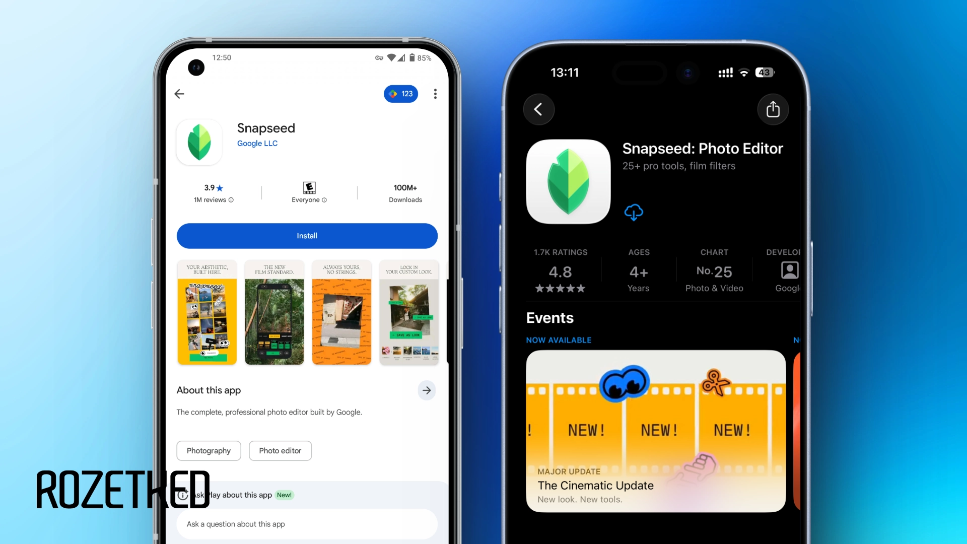 Google выпустила обновлённый фоторедактор Snapseed 4.0