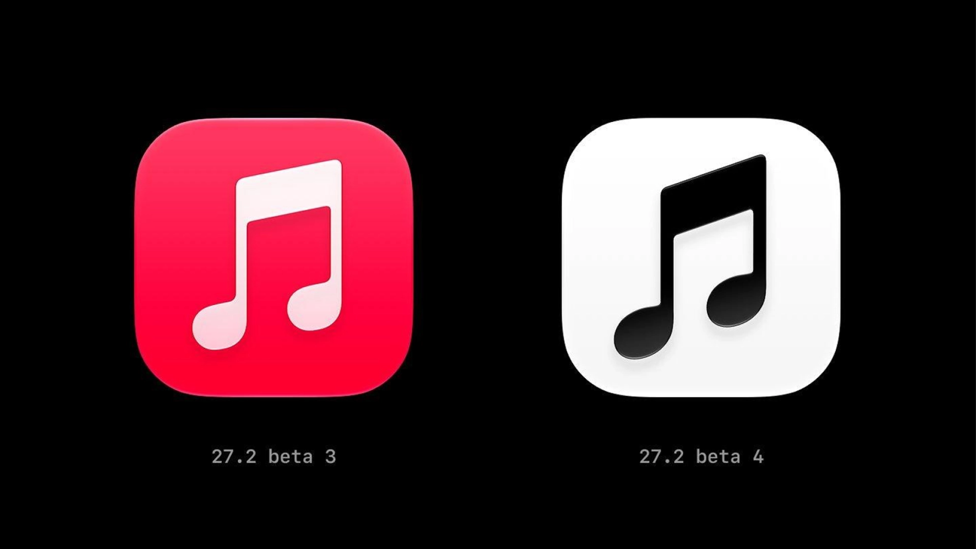 Иконка Apple Music в iOS 27.2 beta 4 стала монохромной