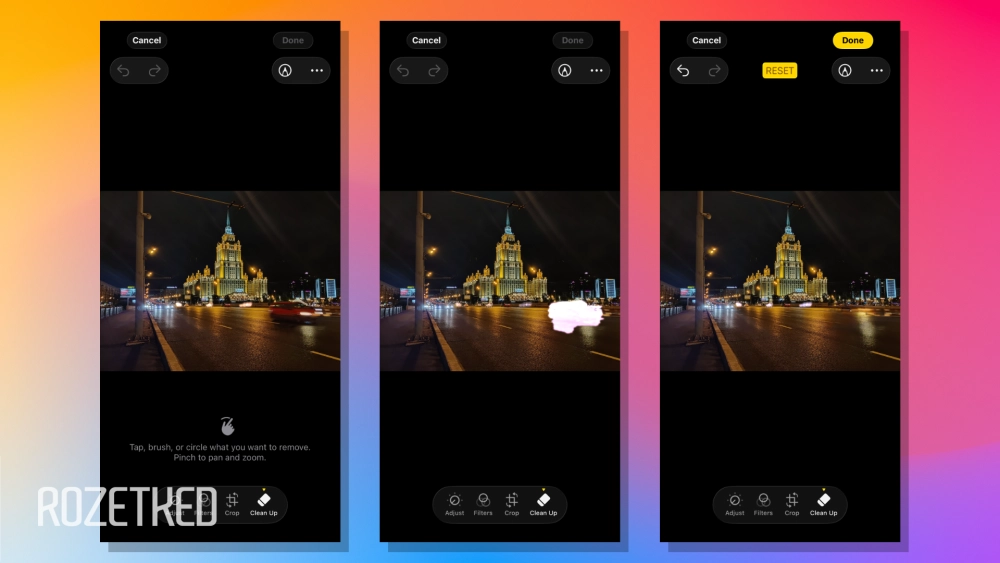 Выделил, подождал, получил фотографию без лишней детали