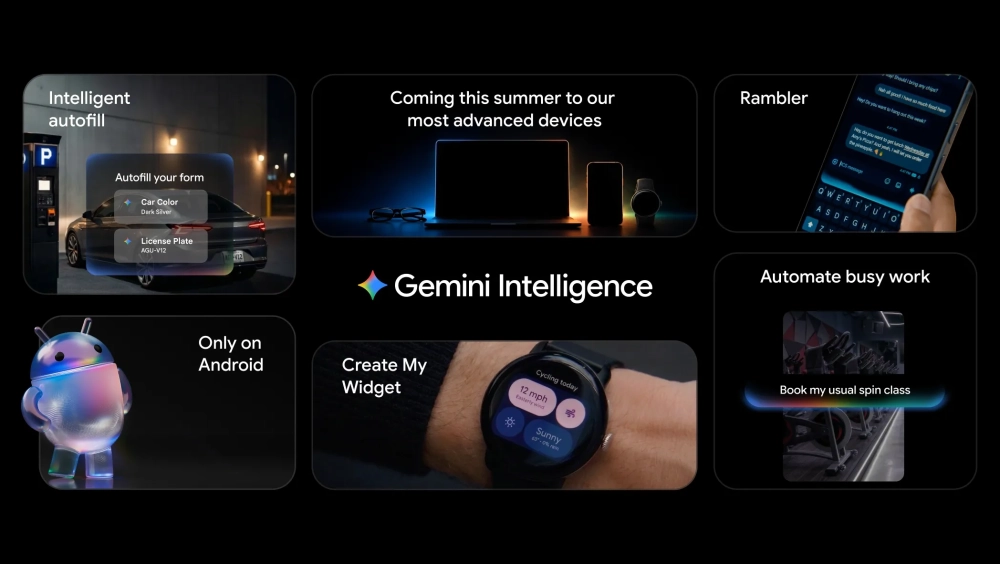 Сценарии Gemini Intelligence, показанные на Android Show. Изображение: Google