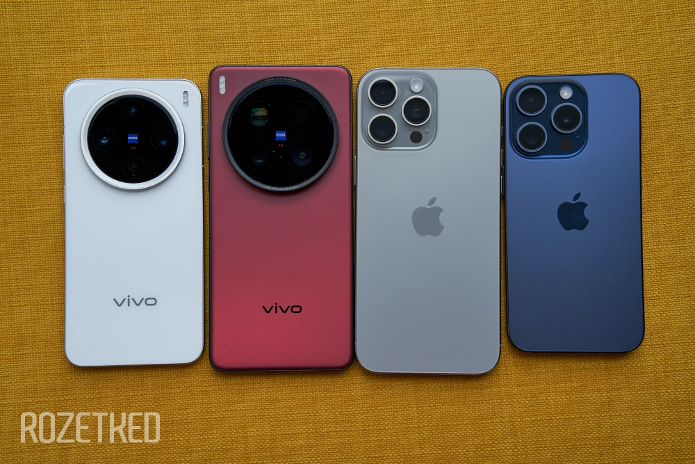 Слева направо: vivo X200 Pro mini, vivo X200 Ultra, Apple iPhone 16 Pro Max, Apple iPhone 15 Pro