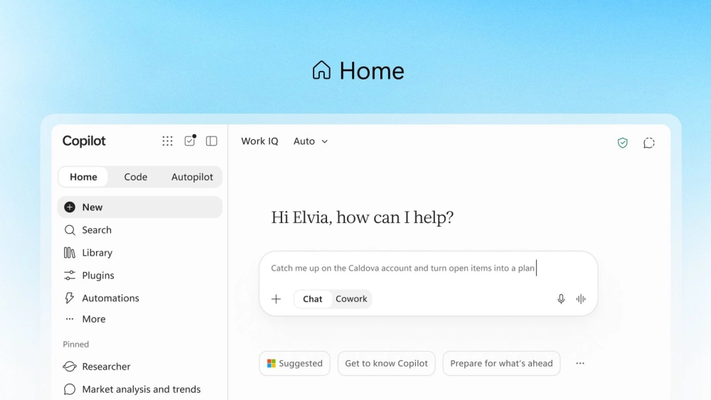 Главный экран Microsoft Copilot. Фото: Microsoft
