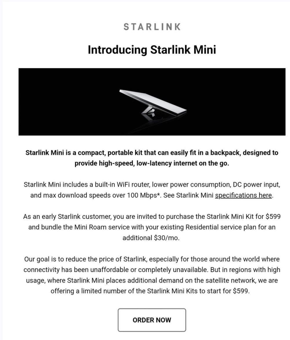 SpaceX начала предлагать компактные спутниковые тарелки Starlink Mini -  Rozetked.me